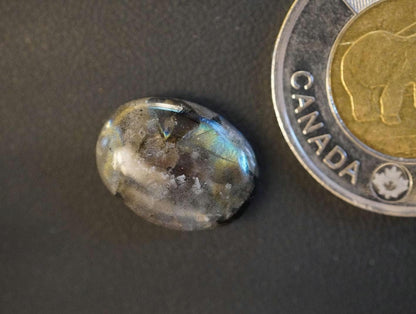 Labradorite Cabochon, 17 x 13 mm, Handmade Oval, from Newfoundland and Labrador, Canada