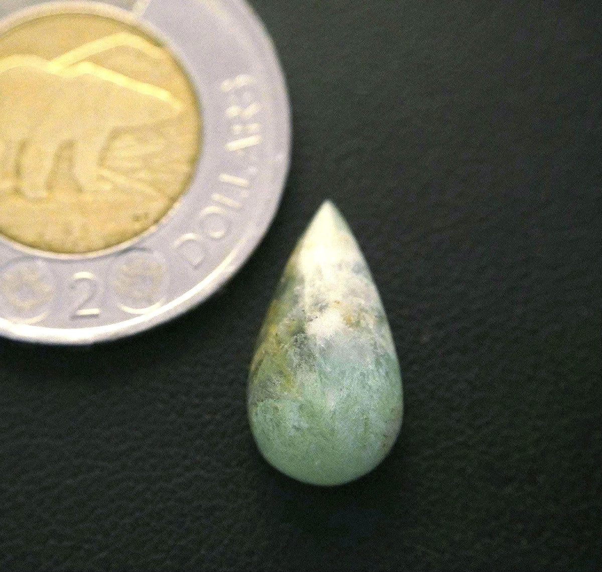 Fluorite Cabochon, 18 x 10 mm, Handmade Pear, from Newfoundland and Labrador, Canada