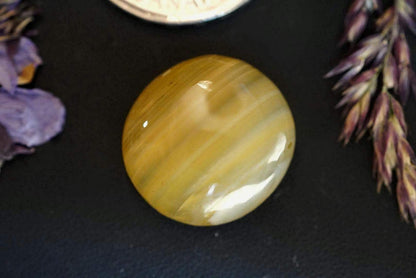 Carnelian Agate Cabochon, 21 x 8 mm, Handmade Round, from British Columbia, Canada