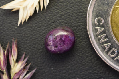 Corundum Ruby Cabochon, 8.0 x 6.5 mm Handmade Oval, from Newfoundland and Labrador, Canada