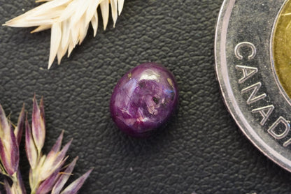 Corundum Ruby Cabochon, 8.0 x 6.5 mm Handmade Oval, from Newfoundland and Labrador, Canada