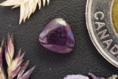 Corundum-Sapphire Cabochon, 8.75 x 3.9 mm, Handmade Trillion, from Newfoundland and Labrador, Canada