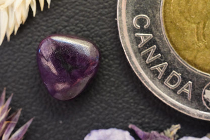 Corundum-Sapphire Cabochon, 8.75 x 3.9 mm, Handmade Trillion, from Newfoundland and Labrador, Canada