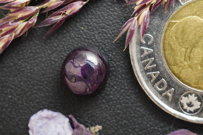 Corundum-Sapphire Cabochon, 9 x 5.5 mm, Handmade Round, from Newfoundland and Labrador, Canada