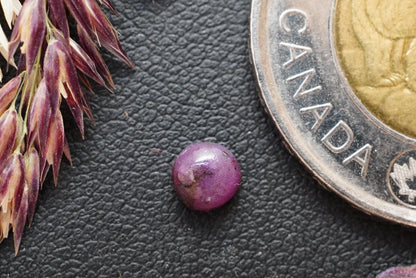 Corundum-Sapphire Cabochon, 4.75 x 2.55 mm, Handmade Round, from Newfoundland and Labrador, Canada