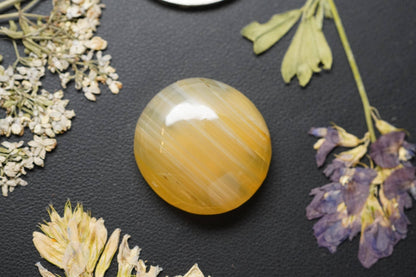 Carnelian Agate Cabochon, 21 x 8 mm, Handmade Round, from British Columbia, Canada