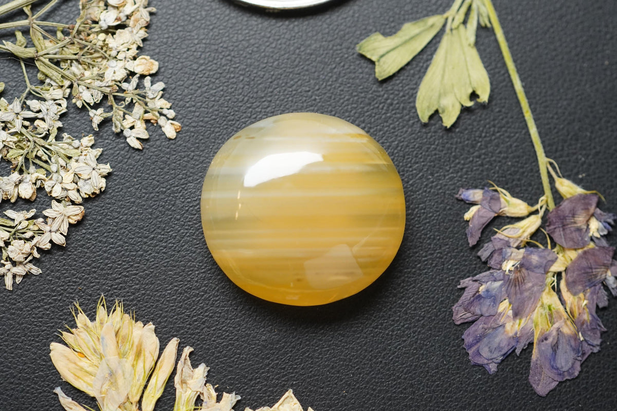 Carnelian Agate Cabochon, 21 x 8 mm, Handmade Round, from British Columbia, Canada