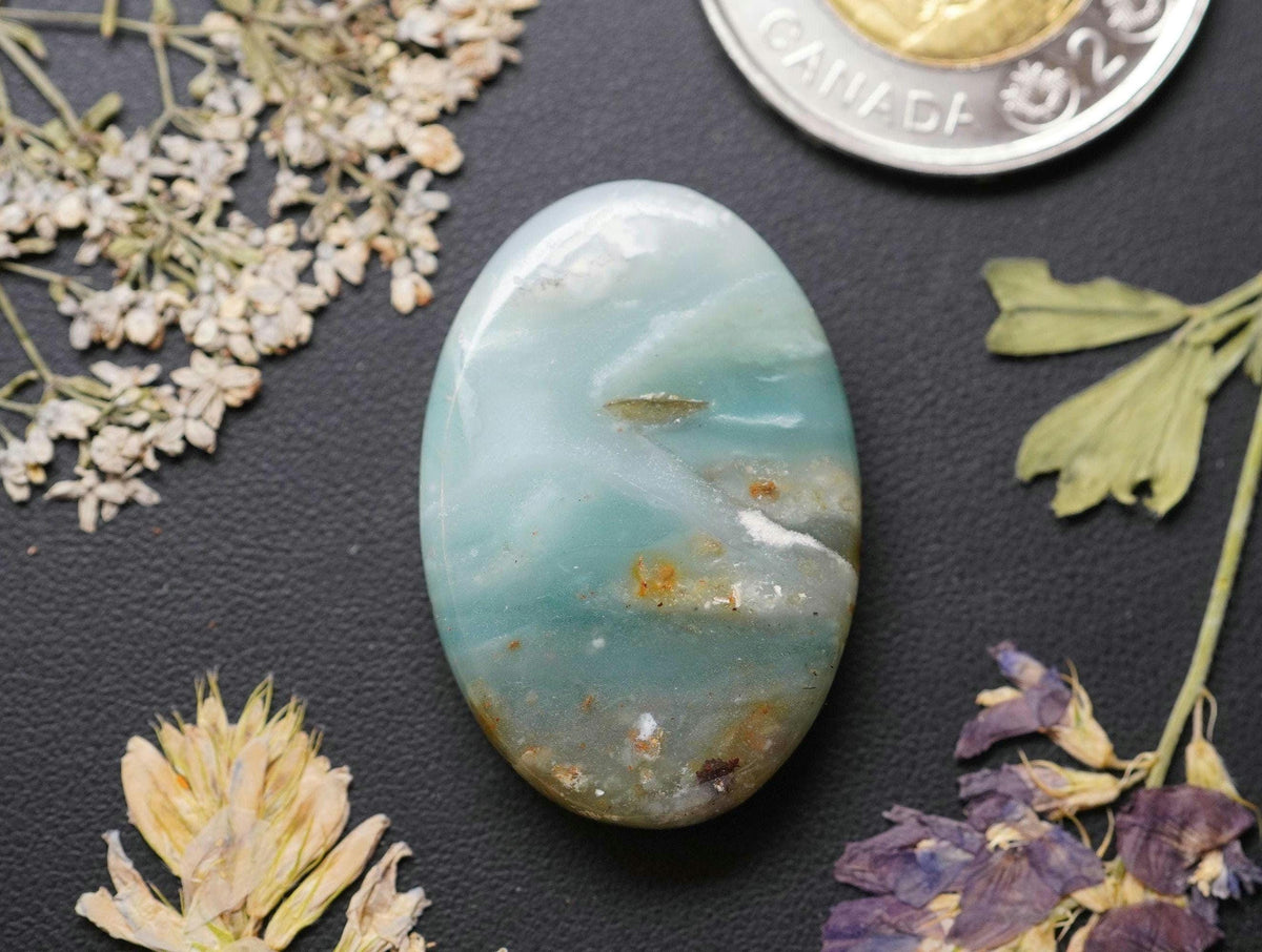 Ocean Picture Stone Cabochon, 33 x 22 mm, Handmade Oval, from British Columbia, Canada