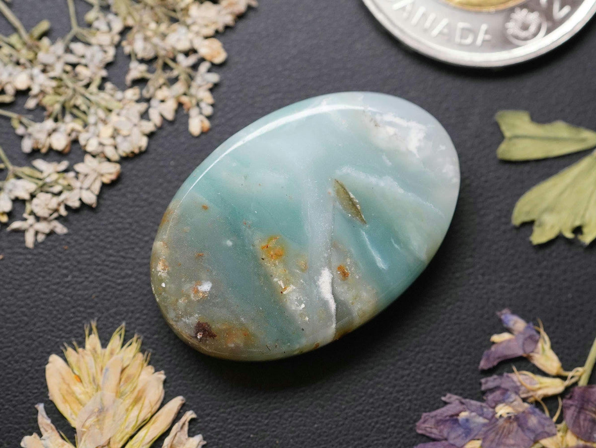 Ocean Picture Stone Cabochon, 33 x 22 mm, Handmade Oval, from British Columbia, Canada