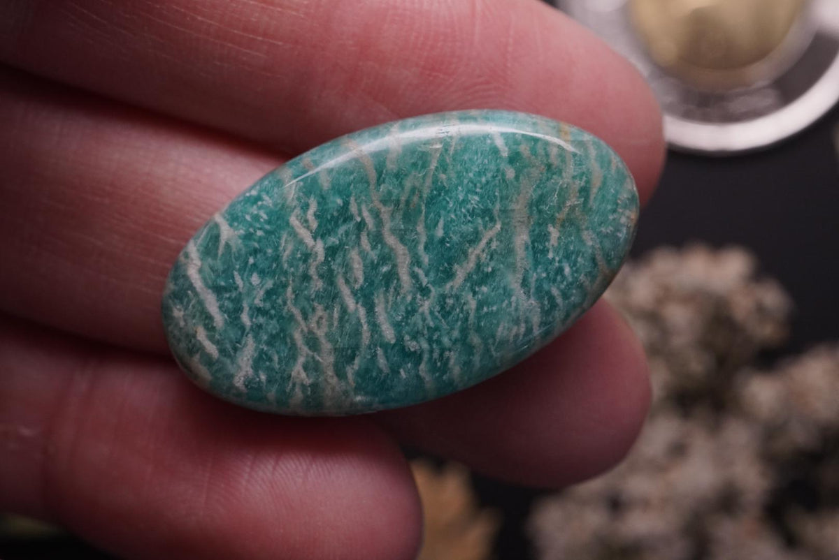 Amazonite Cabochon, 31 x 18 mm, Handmade Oval, from Quebec, Canada