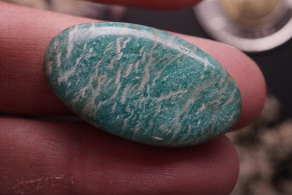 Amazonite Cabochon, 31 x 18 mm, Handmade Oval, from Quebec, Canada