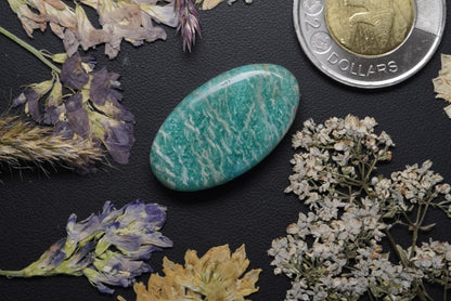 Amazonite Cabochon, 31 x 18 mm, Handmade Oval, from Quebec, Canada