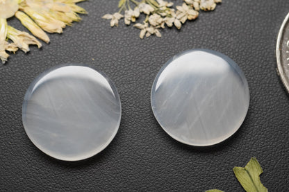 Agate Cabochons, 18 x 3.5 mm, Handmade Round Pair, from British Columbia, Canada