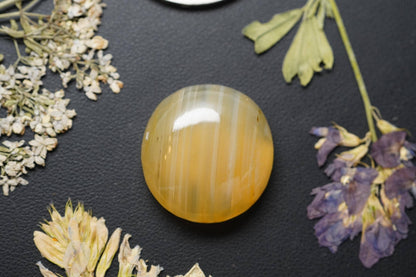 Carnelian Agate Cabochon, 21 x 8 mm, Handmade Round, from British Columbia, Canada