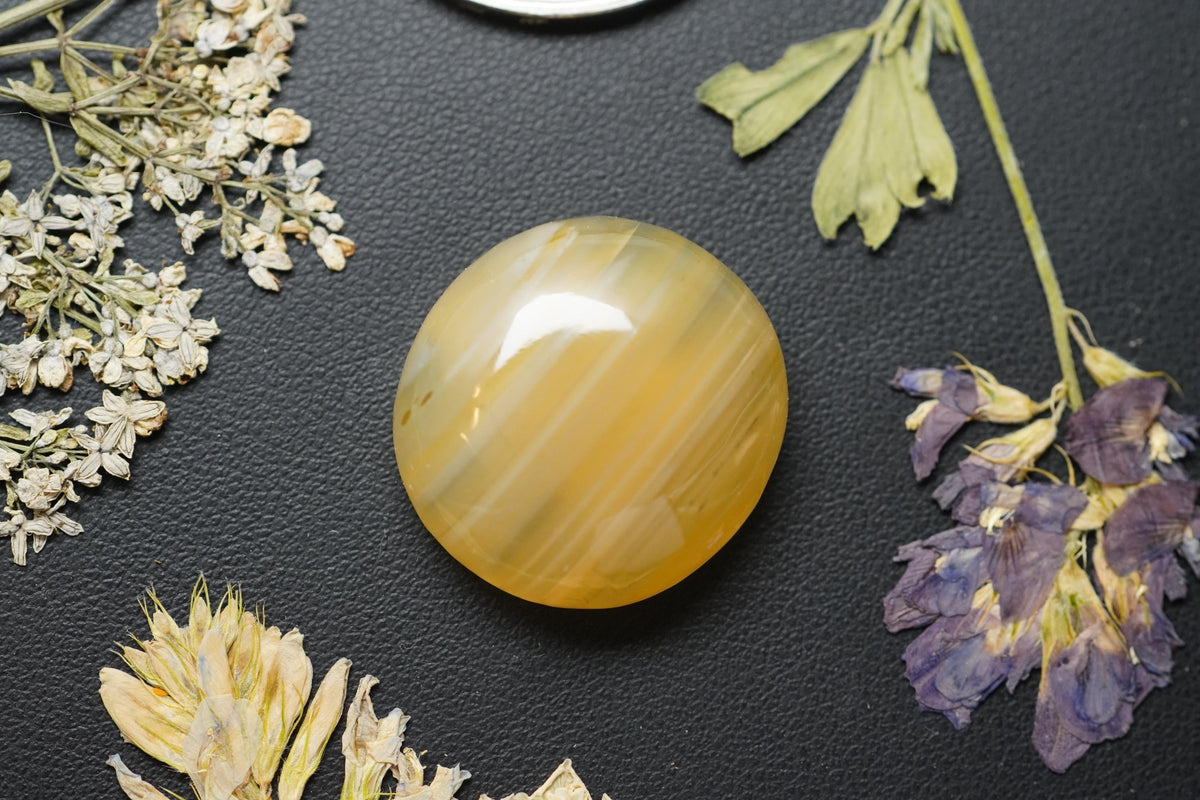 Carnelian Agate Cabochon, 21 x 8 mm, Handmade Round, from British Columbia, Canada