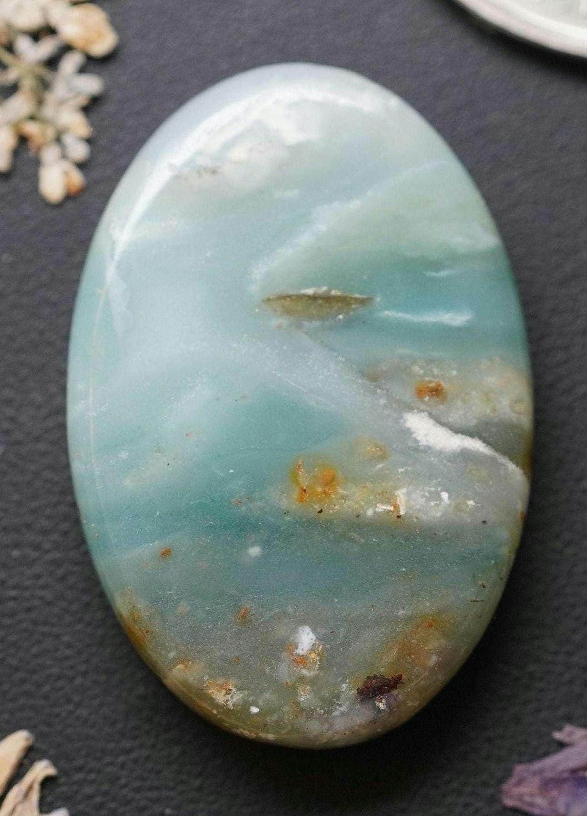 Ocean Picture Stone Cabochon, 33 x 22 mm, Handmade Oval, from British Columbia, Canada