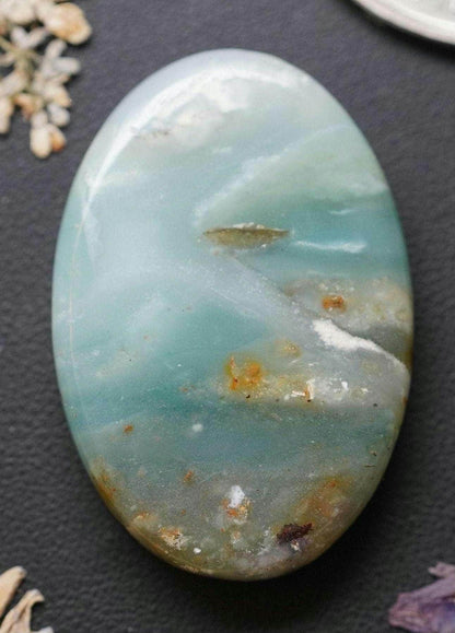 Ocean Picture Stone Cabochon, 33 x 22 mm, Handmade Oval, from British Columbia, Canada