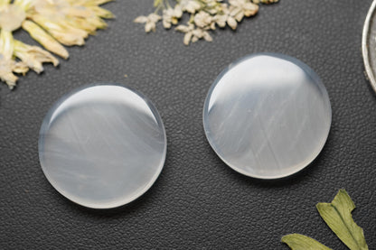 Agate Cabochons, 18 x 3.5 mm, Handmade Round Pair, from British Columbia, Canada