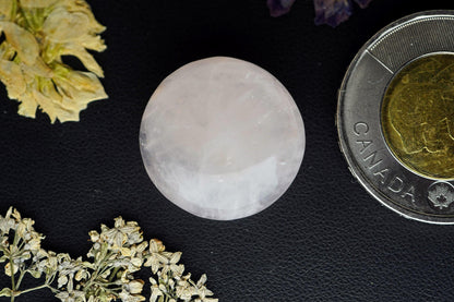 Rose Quartz Cabochon, 21.0 x 7.35 mm, Handmade Round, from Ontario, Canada