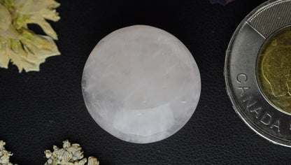 Rose Quartz Cabochon, 21.0 x 7.35 mm, Handmade Round, from Ontario, Canada