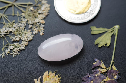 Rose Quartz Cabochon, 26.5 x 15.0 mm, Handmade Oval, from Ontario, Canada