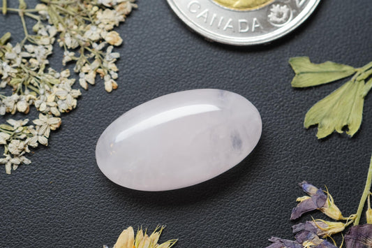Cabujón de cuarzo rosa, 26,5 x 15,0 mm, ovalado hecho a mano, de Ontario, Canadá