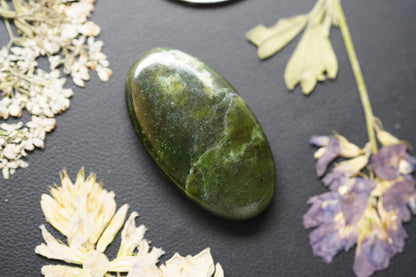 Nephrite Jade Cabochon, 31 x 17.5 mm, Handmade Oval, from British Columbia, Canada