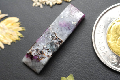 Corundum-Sapphire Cabochon, 29.5 x 8.30 mm, Handmade Geometric Rectangle, from Newfoundland and Labrador, Canada