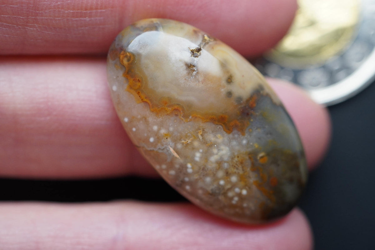 Prairie Agate Cabochon, 31 x 18 mm, Handmade Oval, from Saskatchewan, Canada
