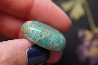Amazonite Cabochon, 24 x 15.5 mm, Handmade Oval, from Quebec, Canada