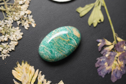 Amazonite Cabochon, 24 x 15.5 mm, Handmade Oval, from Quebec, Canada