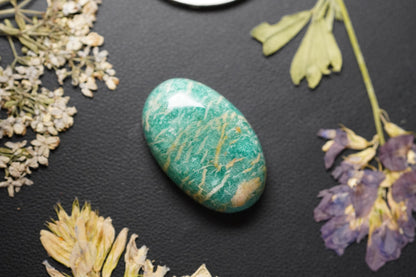 Amazonite Cabochon, 24 x 15.5 mm, Handmade Oval, from Quebec, Canada