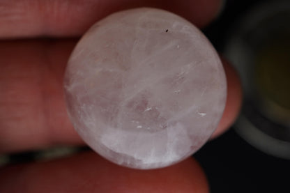 Rose Quartz Cabochon, 21.0 x 7.35 mm, Handmade Round, from Ontario, Canada