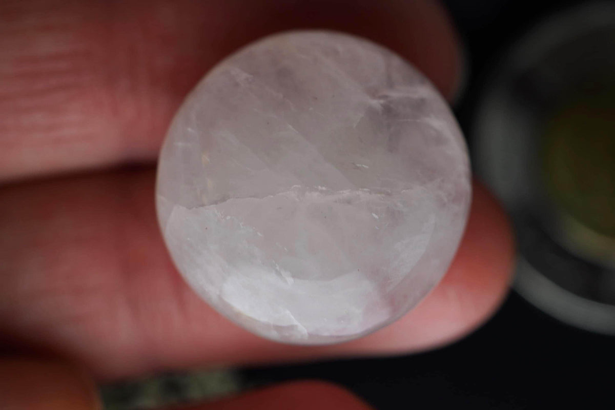 Rose Quartz Cabochon, 21.0 x 7.35 mm, Handmade Round, from Ontario, Canada