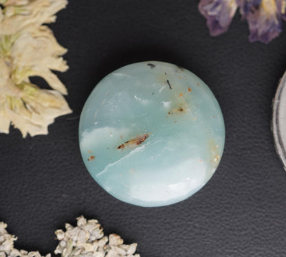 Ocean Picture Stone Cabochon, 21.5 x 5.60 mm, Handmade Round, from British Columbia, Canada