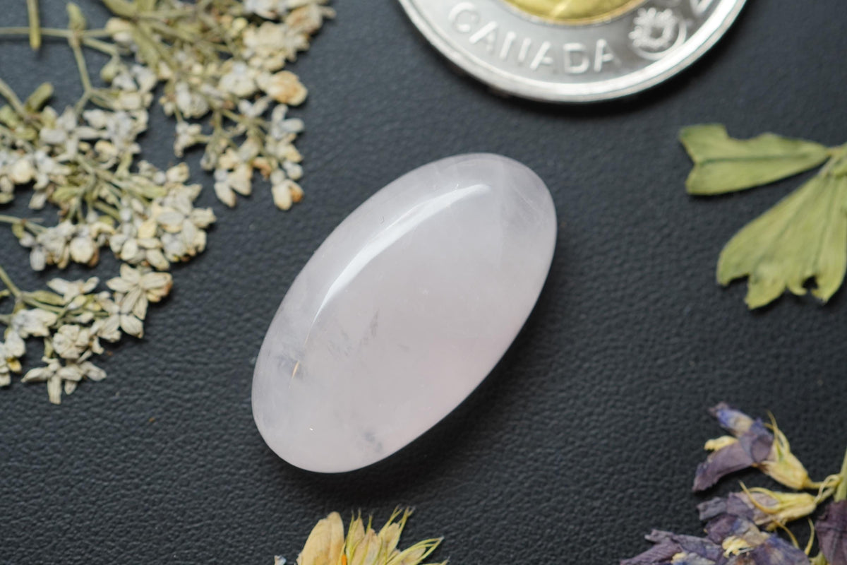 Rose Quartz Cabochon, 26.5 x 15.0 mm, Handmade Oval, from Ontario, Canada