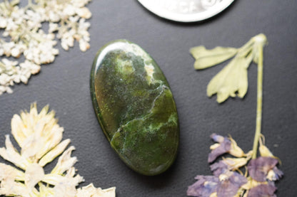 Nephrite Jade Cabochon, 31 x 17.5 mm, Handmade Oval, from British Columbia, Canada