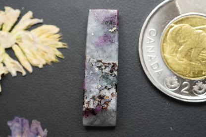 Corundum-Sapphire Cabochon, 29.5 x 8.30 mm, Handmade Geometric Rectangle, from Newfoundland and Labrador, Canada