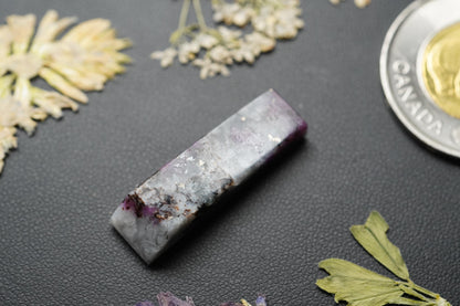 Corundum-Sapphire Cabochon, 29.5 x 8.30 mm, Handmade Geometric Rectangle, from Newfoundland and Labrador, Canada