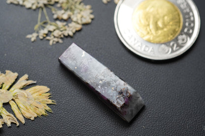 Corundum-Sapphire Cabochon, 29.5 x 8.30 mm, Handmade Geometric Rectangle, from Newfoundland and Labrador, Canada